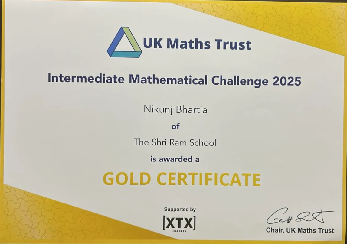 UKT Olympiad Gold Certificate