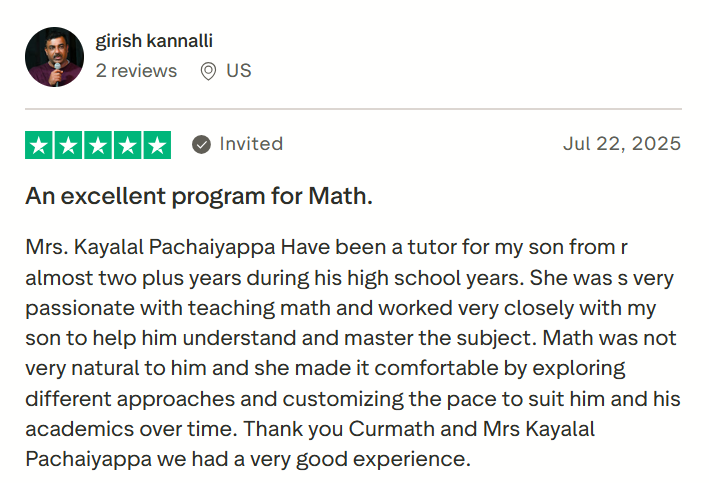 Screenshot of Cuemath Review on Trustpilot