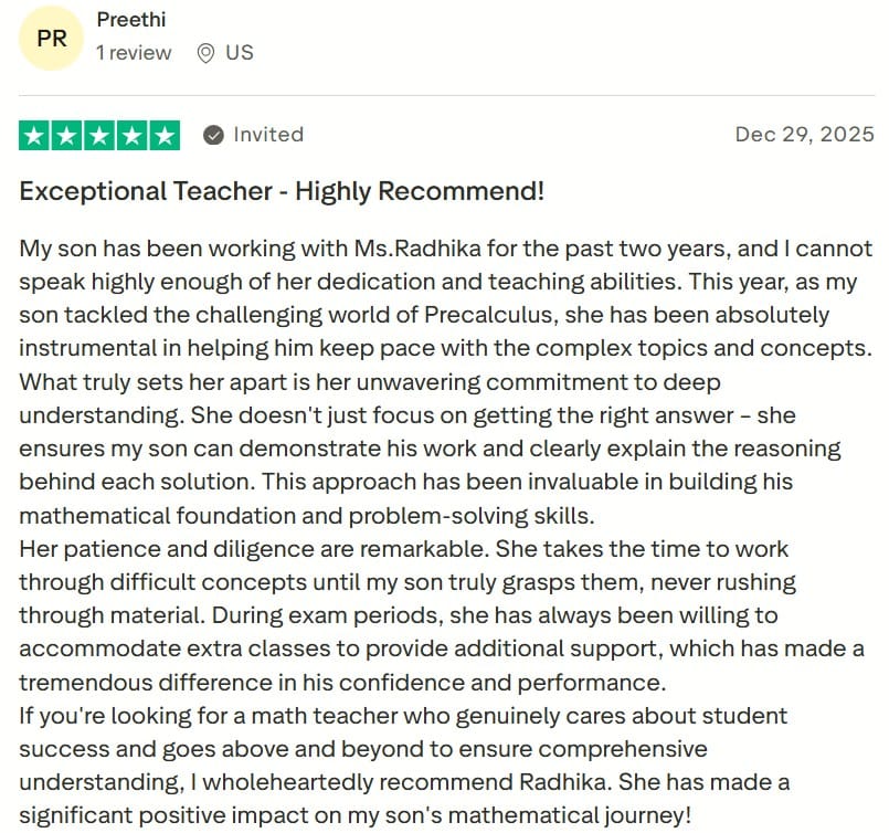 Screenshot of Cuemath review about student progress on Trustpilot