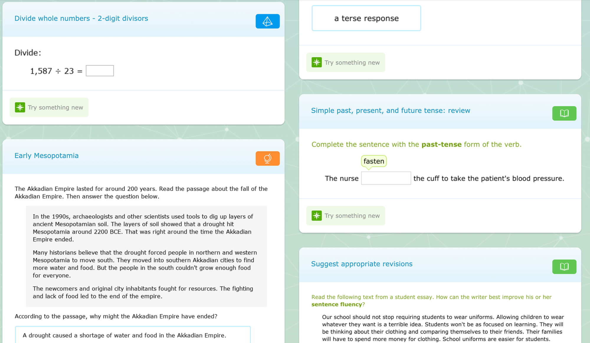IXL recommendation zone.