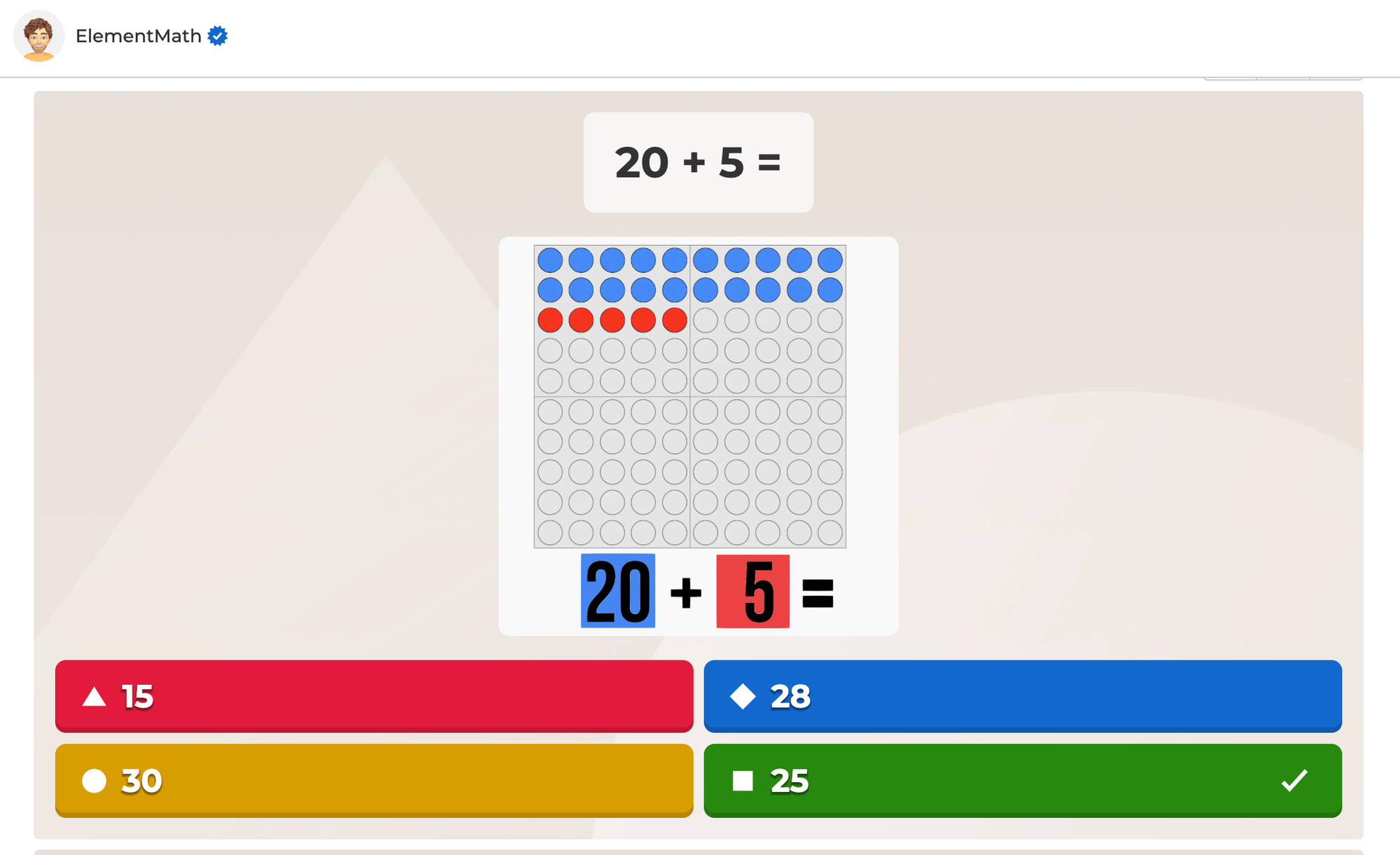 Image showing Kahoot's math quiz sample.