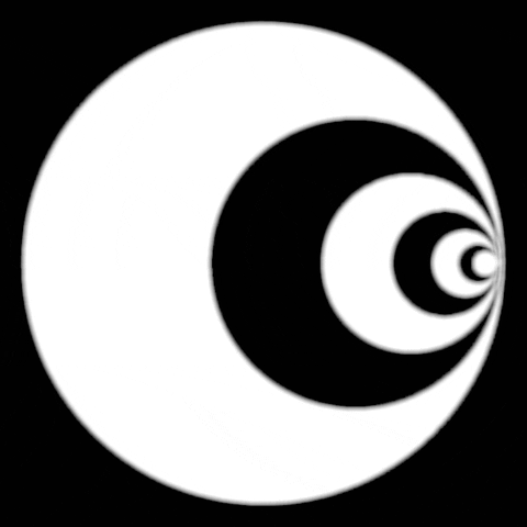 A spiral animation veering off on a tangent