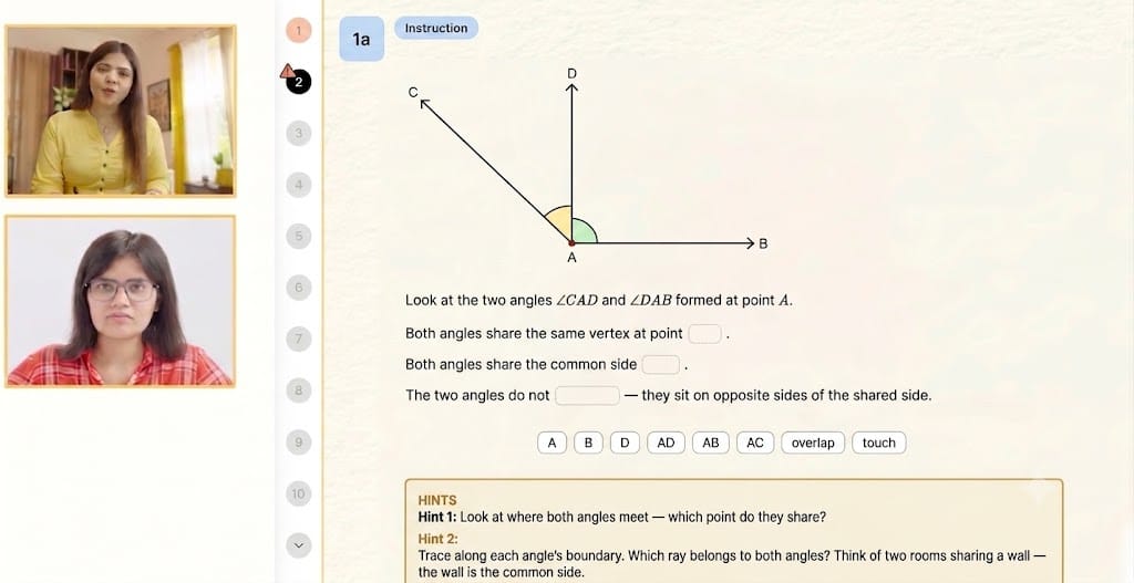 Screenshot of cuemath's 1:1 class.