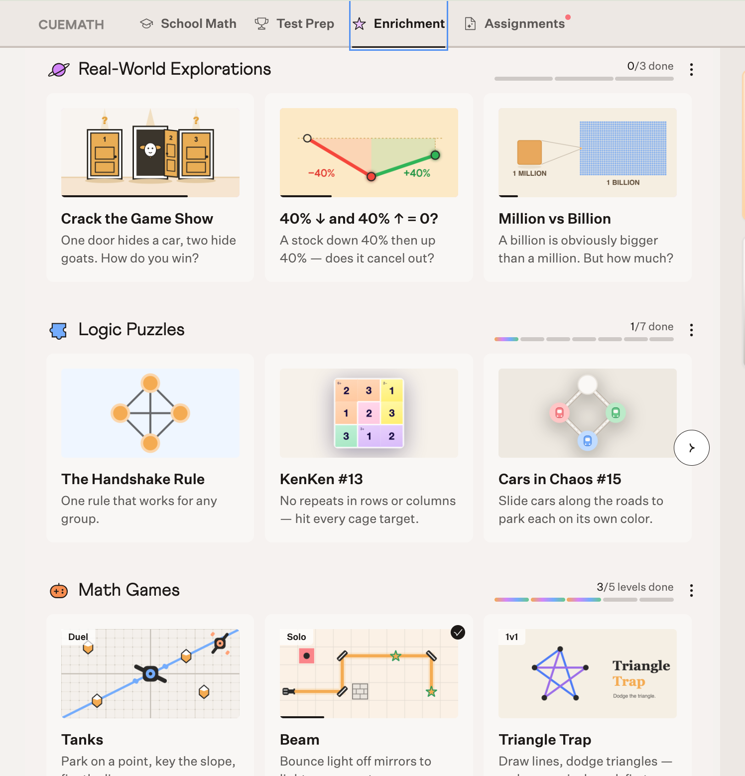 Cuemath App Enrichment Math