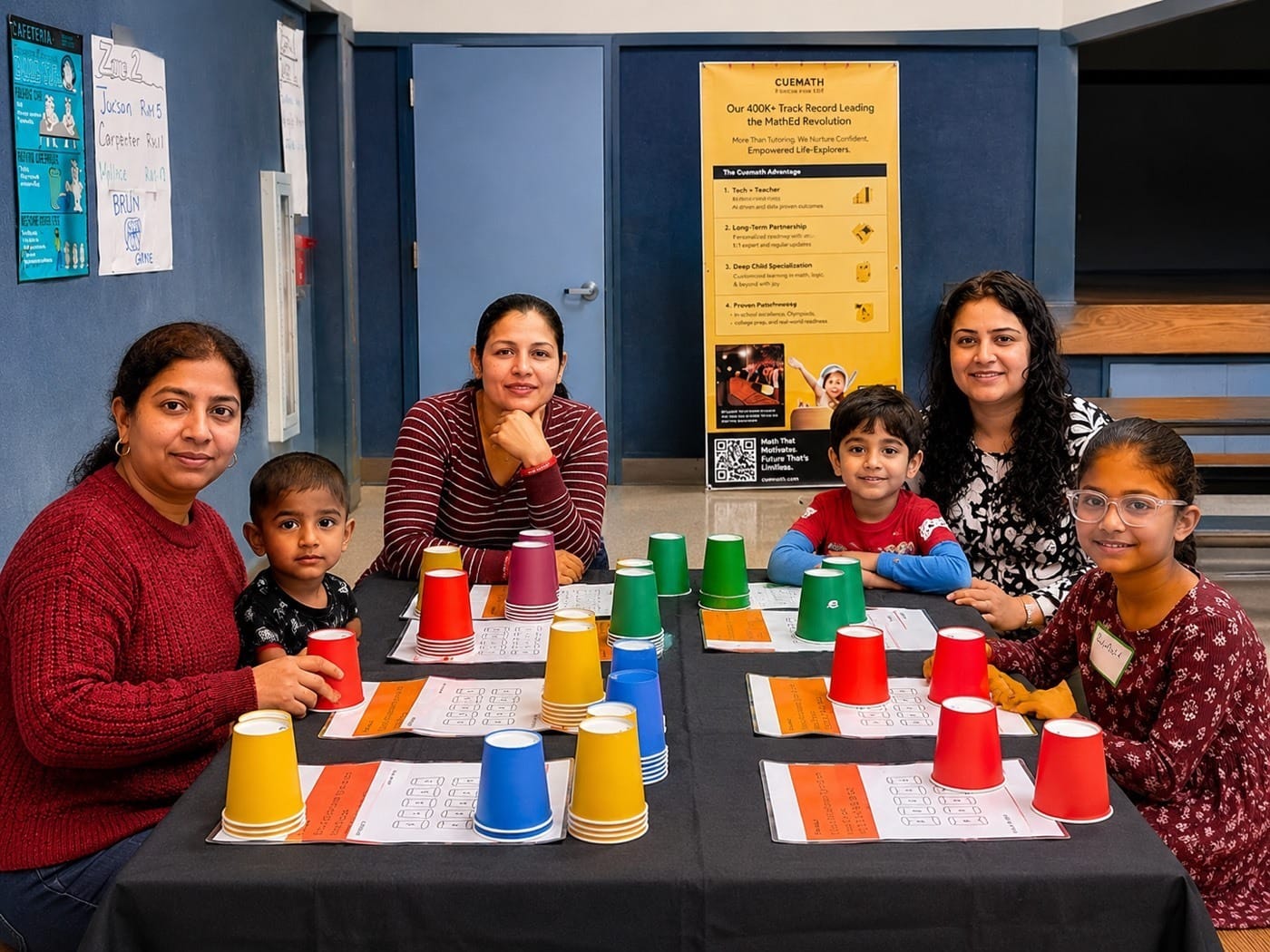 A child completing a connect-the-dots math challenge at a Cuemath event.