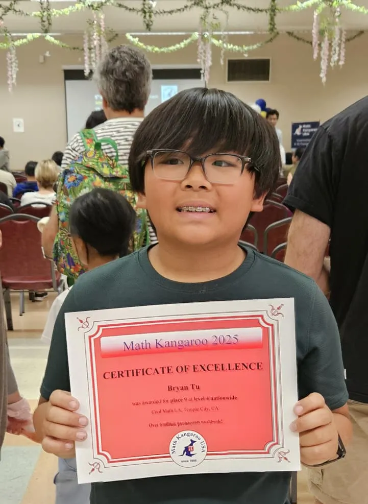 Bryan Tu’s Math Feat: 5th Grader Among Top 10 in the Nation from 6 Million Competitors