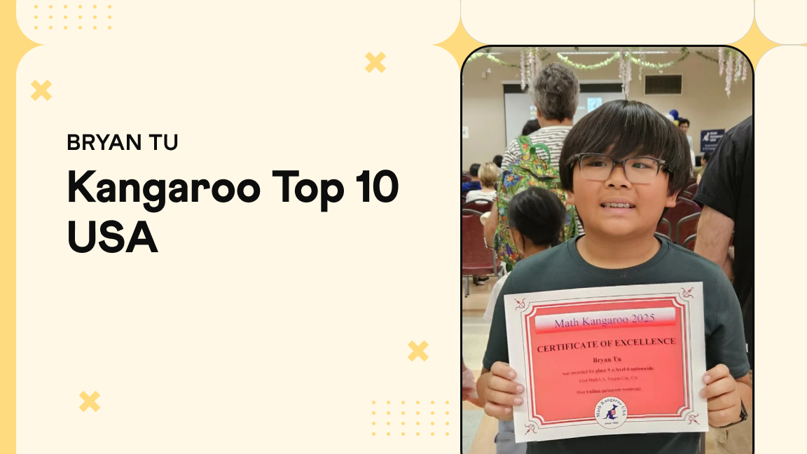 Bryan Tu’s Math Feat: 5th Grader Among Top 10 in the Nation from 6 Million Competitors