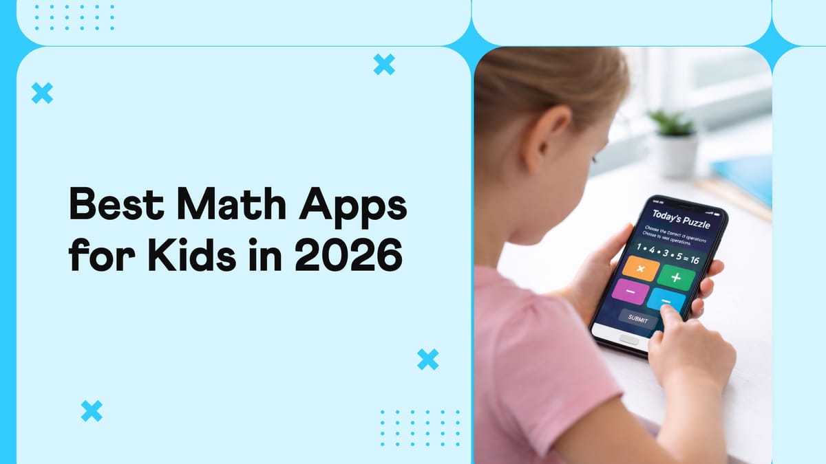 Child solving a math puzzle on a smartphone on the Best Math App for Kids.
