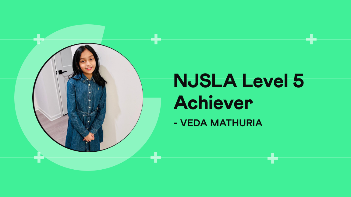 Veda Mathuria, Grade 5 student from New Jersey, scored 845 out of 850 on the NJSLA math assessment with Cuemath tutor Nilofer S