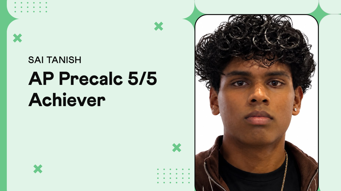 Sai Tanish, Grade 9 AP Precalculus perfect score of 5, Cuemath student