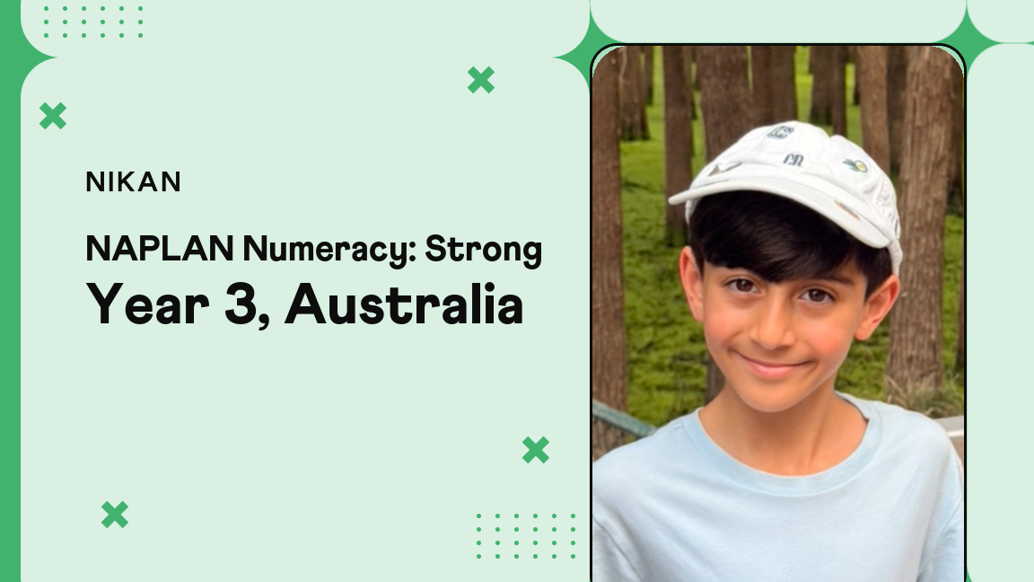 Nikan, Year 3 Cuemath student in Australia, Strong result in NAPLAN numeracy