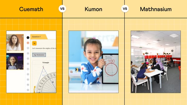 Image comparing classrooms of Cuemath, Kumon, and Mathnasium