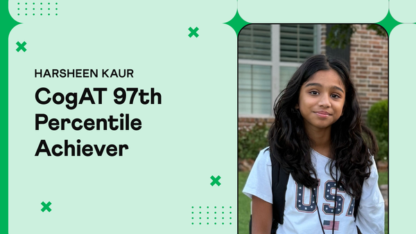 Harsheen Kaur, CogAT 97th percentile, Gifted and Talented placement, Cuemath