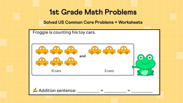 Screenshot of ample 1st grade math problem from worksheets created by Cuemath tutors.