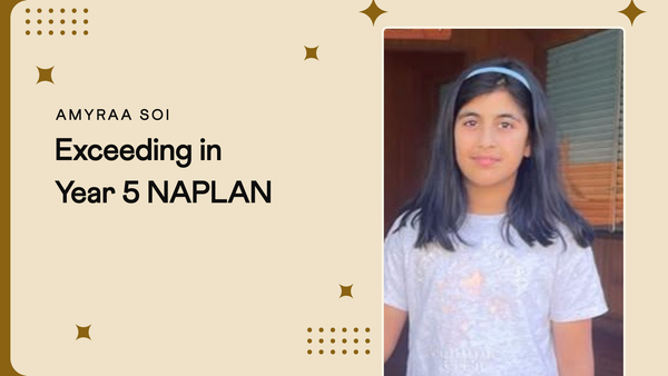 Amyraa Soi, Year 5 NAPLAN numeracy result in the Exceeding band, Cuemath student