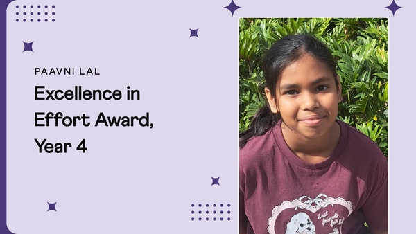 Paavni Lal, Year 4 Excellence in Effort Award, Cuemath student