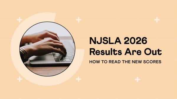 Hands typing on a laptop, with the title NJSLA 2026 Results Are Out: How to Read the New Scores