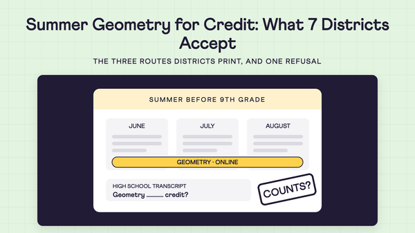 Summer Geometry Course for Credit: What 7 Districts Accept