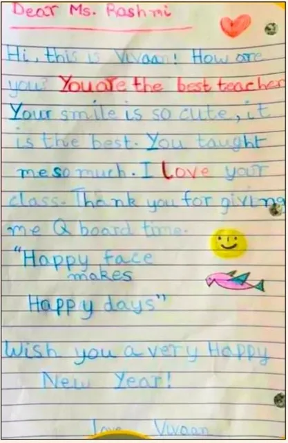 Student thank-you note