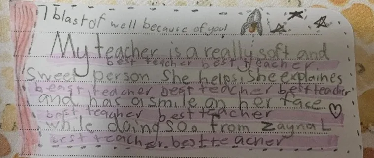 Student thank-you note