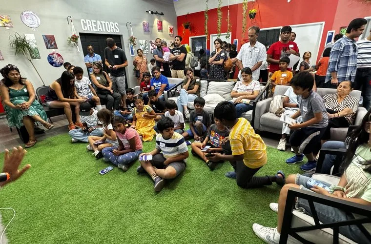 Families at a Cuemath workshop hosted with a community group.